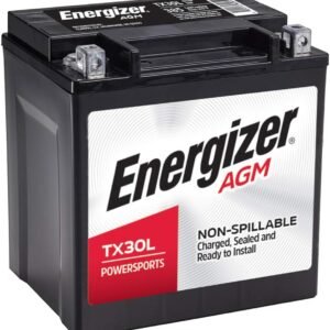 Energizer TX30L AGM Motorcycle and ATV 12V Battery, 385 Cold Cranking Amps and 30 Ahr, Replaces: TX30L and others, Black Energizer TX30L AGM Motorcycle and ATV 12V Battery, 385 Cold Cranking Amps and 30 Ahr, Replaces: TX30L and others, Black