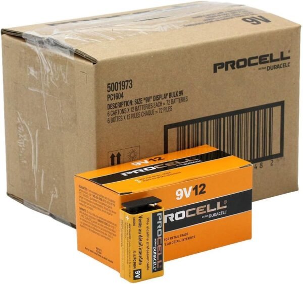 Procell 9V Alkaline Battery Bulk Pack - 72 Per Package